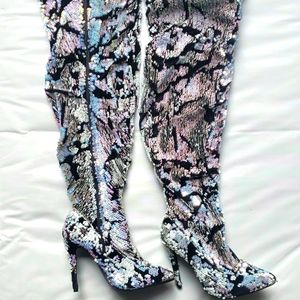 thigh high sequin boots